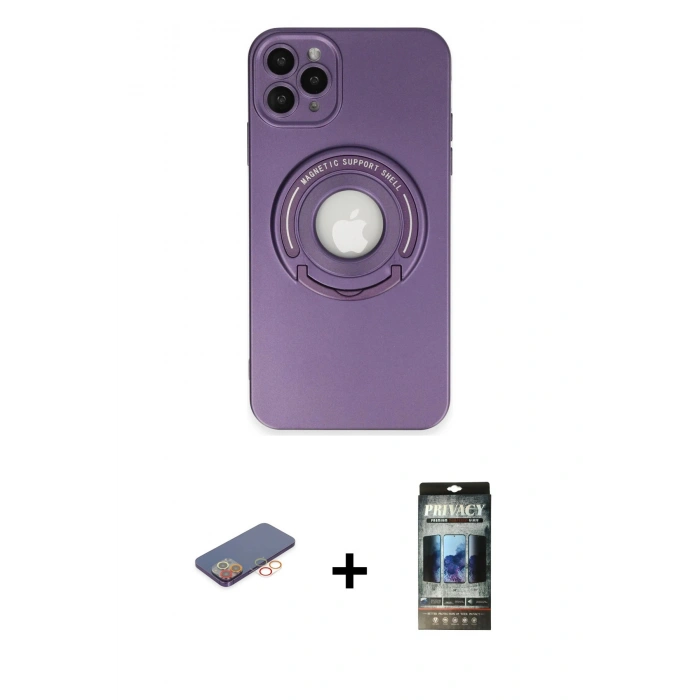 MARSİLYAN™- iPhone 12 Pro Kılıf Eksen Klasik Prime - Siyah 34D Hayalet Izgaralı Cam + Renkli Kamera Lens Koruma Cam - TU