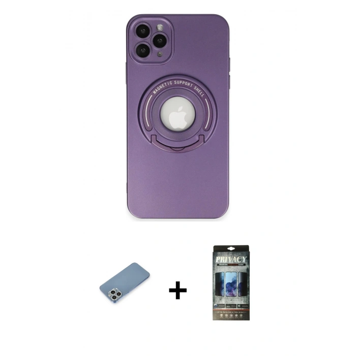 MARSİLYAN™- iPhone 12 Pro Kılıf Eksen Klasik Prime - Siyah 34D Hayalet Izgaralı Cam + Shine Kamera Lens Koruma Cam - GS