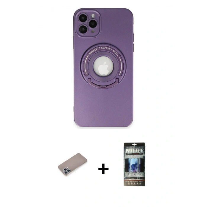 MARSİLYAN™- iPhone 12 Pro Kılıf Eksen Klasik Prime - Siyah 34D Hayalet Izgaralı Cam + Shine Kamera Lens Koruma Cam - SABE