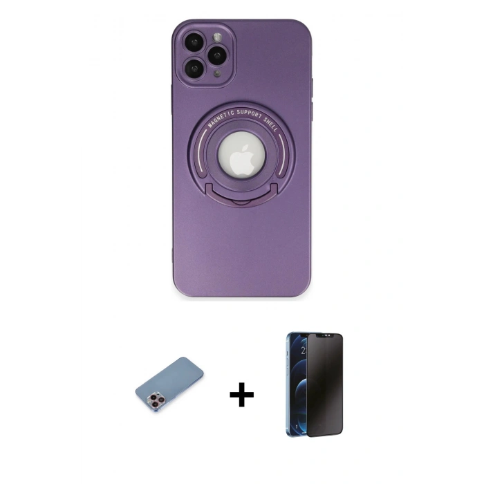 MARSİLYAN™- iPhone 12 Pro Kılıf Eksen Klasik Prime - Siyah 3D Antistatik Hayalet Cam Ekran Koruyucu + Shine Kamera Lens Koruma Cam - PE