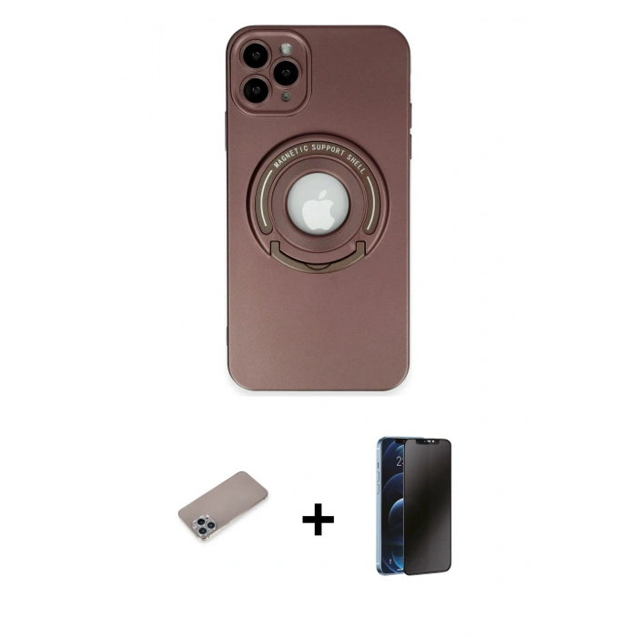 MARSİLYAN™- iPhone 12 Pro Kılıf Eksen Klasik Prime - Siyah 3D Antistatik Hayalet Cam Ekran Koruyucu + Shine Kamera Lens Koruma Cam - SABE