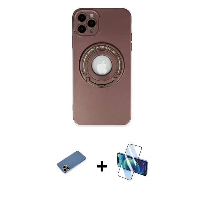 MARSİLYAN™- iPhone 12 Pro Kılıf Eksen Klasik Prime - Siyah 3D Antistatik Seramik Nano Ekran Koruyucu + Shine Kamera Lens Koruma Cam - GD