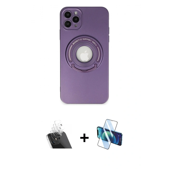 MARSİLYAN™- iPhone 12 Pro Kılıf Eksen Klasik Prime - Siyah 3D Antistatik Seramik Nano Ekran Koruyucu + Kamera Lens Koruma Cam - SF