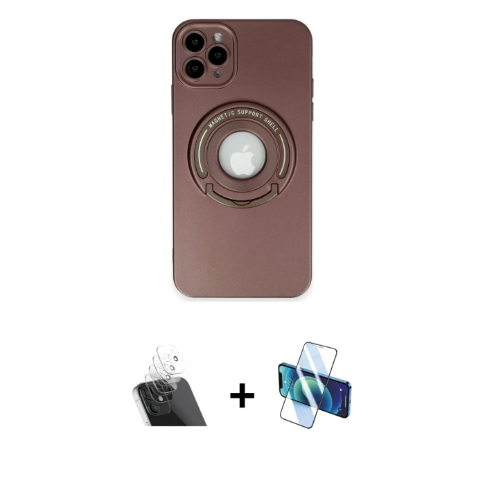 MARSİLYAN™- iPhone 12 Pro Kılıf Eksen Klasik Prime - Siyah 3D Antistatik Seramik Nano Ekran Koruyucu + Kamera Lens Koruma Cam - SF