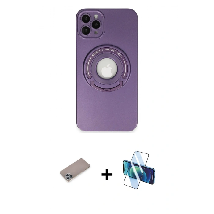 MARSİLYAN™- iPhone 12 Pro Kılıf Eksen Klasik Prime - Siyah 3D Antistatik Seramik Nano Ekran Koruyucu + Shine Kamera Lens Koruma Cam - SABE