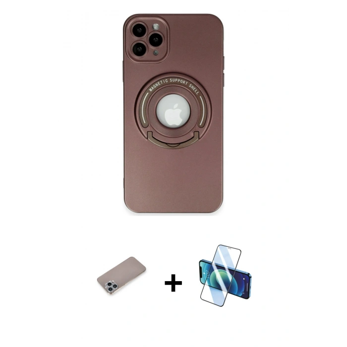 MARSİLYAN™- iPhone 12 Pro Kılıf Eksen Klasik Prime - Siyah 3D Antistatik Seramik Nano Ekran Koruyucu + Shine Kamera Lens Koruma Cam - SABE