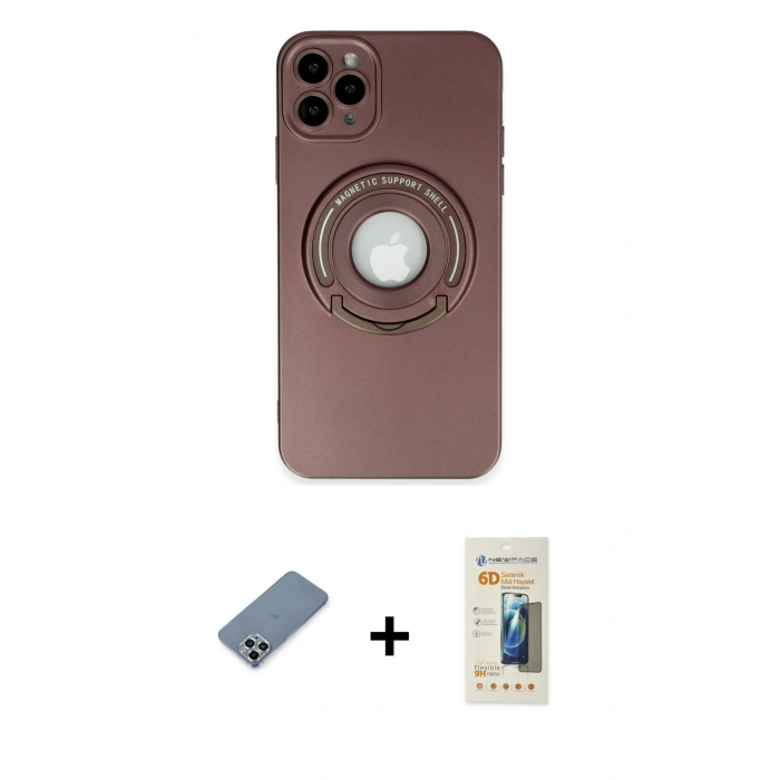 MARSİLYAN™- iPhone 12 Pro Kılıf Eksen Klasik Prime - Siyah 6D Mat Seramik Hayalet Nano Ekran Koruyucu + Metal Kamera Lens Koruma Cam - GS