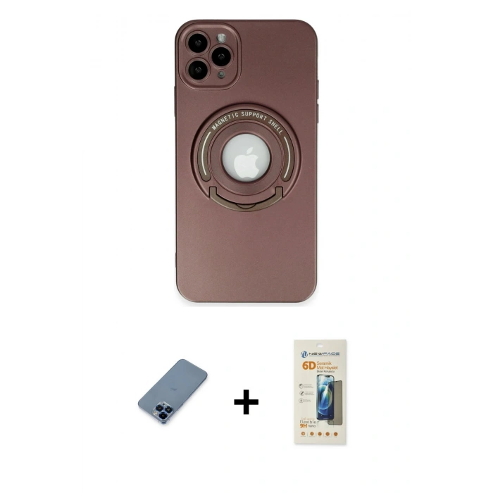 MARSİLYAN™- iPhone 12 Pro Kılıf Eksen Klasik Prime - Siyah 6D Mat Seramik Hayalet Nano Ekran Koruyucu + Metal Kamera Lens Koruma Cam - MI