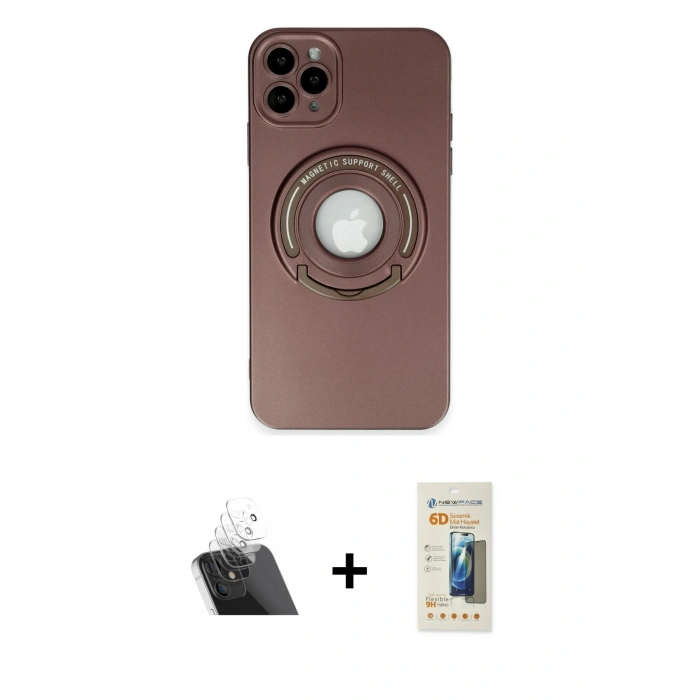 MARSİLYAN™- iPhone 12 Pro Kılıf Eksen Klasik Prime - Siyah 6D Mat Seramik Hayalet Nano Ekran Koruyucu + Kamera Lens Koruma Cam - SF