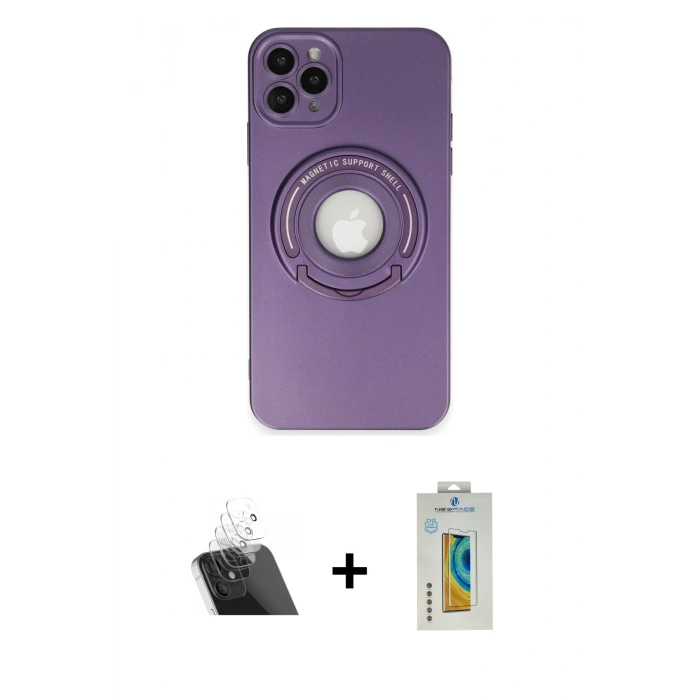 MARSİLYAN™- iPhone 12 Pro Kılıf Eksen Klasik Prime - Siyah Polymer Nano Ekran Koruyucu + Kamera Lens Koruma Cam - SF