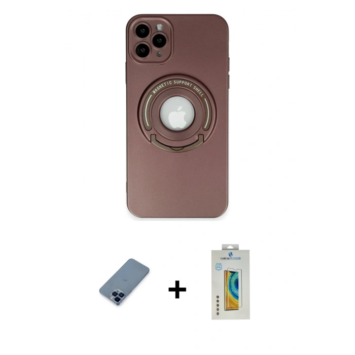 MARSİLYAN™- iPhone 12 Pro Kılıf Eksen Klasik Prime - Siyah Polymer Nano Ekran Koruyucu + Metal Kamera Lens Koruma Cam - MI