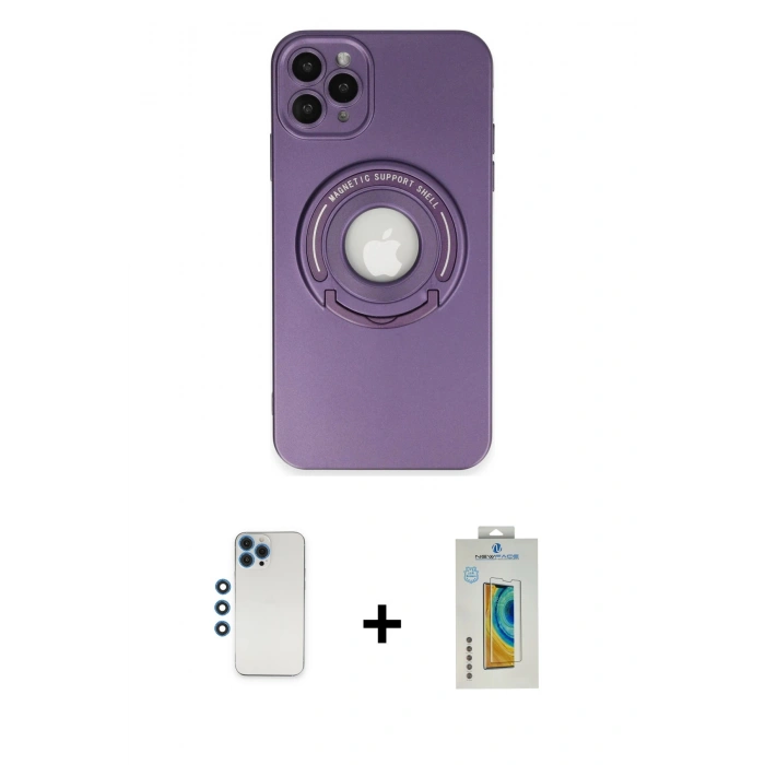 MARSİLYAN™- iPhone 12 Pro Kılıf Eksen Klasik Prime - Siyah Polymer Nano Ekran Koruyucu + Shine Kamera Lens - MI