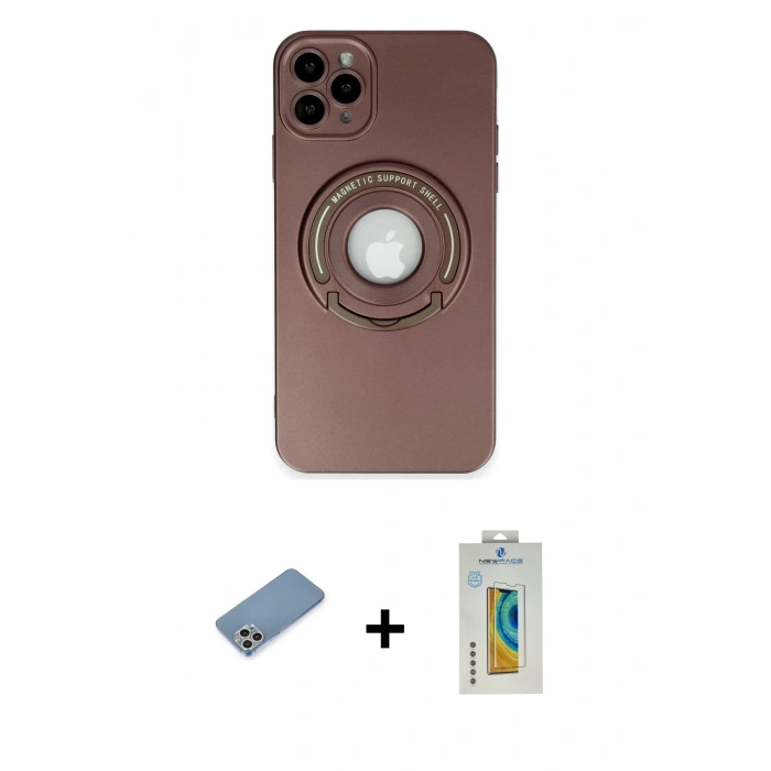MARSİLYAN™- iPhone 12 Pro Kılıf Eksen Klasik Prime - Siyah Polymer Nano Ekran Koruyucu + Shine Kamera Lens Koruma Cam - GS