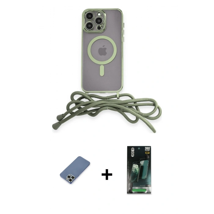 MARSİLYAN™- iPhone 12 Pro Kılıf Eksen Özel Seri - Şeffaf 360 Full Body Arka Koruyucu + Metal Kamera Lens Koruma Cam - AKYL