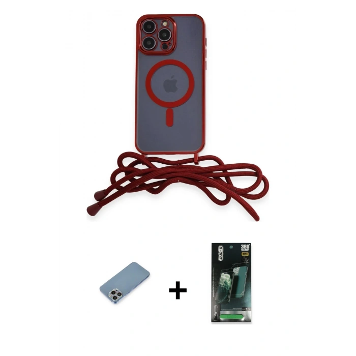 MARSİLYAN™- iPhone 12 Pro Kılıf Eksen Özel Seri - Şeffaf 360 Full Body Arka Koruyucu + Shine Kamera Lens Koruma Cam - GI