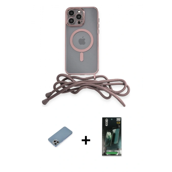 MARSİLYAN™- iPhone 12 Pro Kılıf Eksen Özel Seri - Şeffaf 360 Full Body Arka Koruyucu + Shine Kamera Lens Koruma Cam - GI