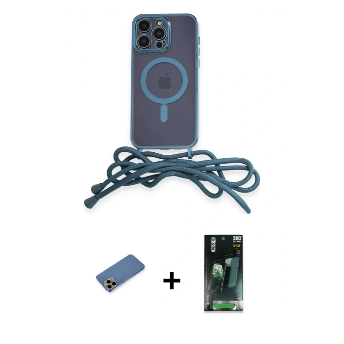 MARSİLYAN™- iPhone 12 Pro Kılıf Eksen Özel Seri - Şeffaf 360 Full Body Arka Koruyucu + Shine Kamera Lens Koruma Cam - GD