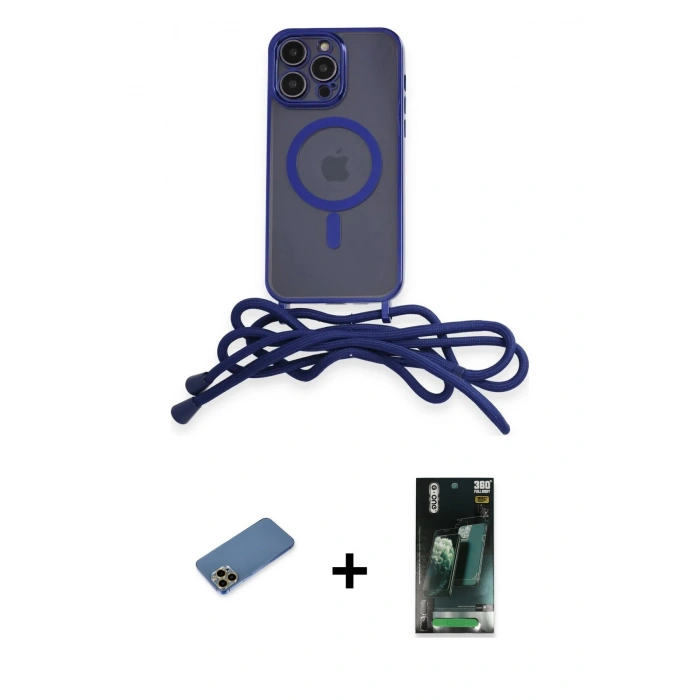 MARSİLYAN™- iPhone 12 Pro Kılıf Eksen Özel Seri - Şeffaf 360 Full Body Arka Koruyucu + Shine Kamera Lens Koruma Cam - GD
