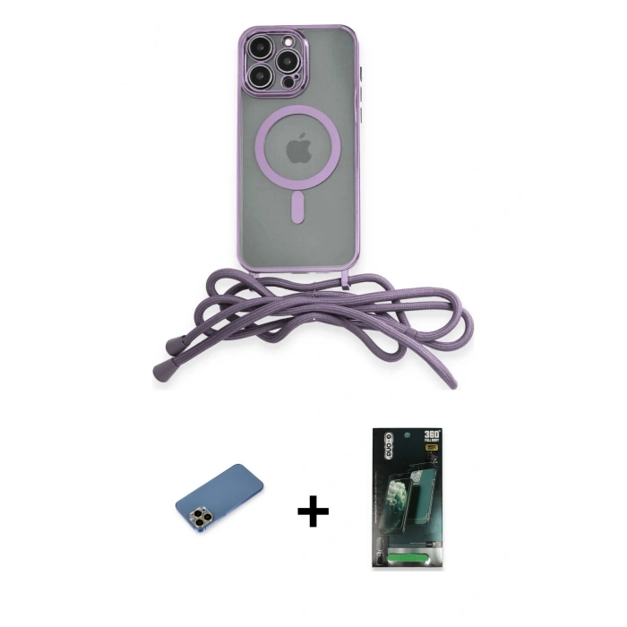 MARSİLYAN™- iPhone 12 Pro Kılıf Eksen Özel Seri - Şeffaf 360 Full Body Arka Koruyucu + Shine Kamera Lens Koruma Cam - GD