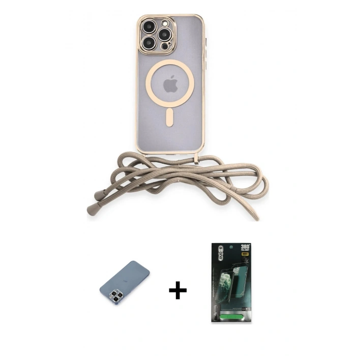 MARSİLYAN™- iPhone 12 Pro Kılıf Eksen Özel Seri - Şeffaf 360 Full Body Arka Koruyucu + Metal Kamera Lens Koruma Cam - GS
