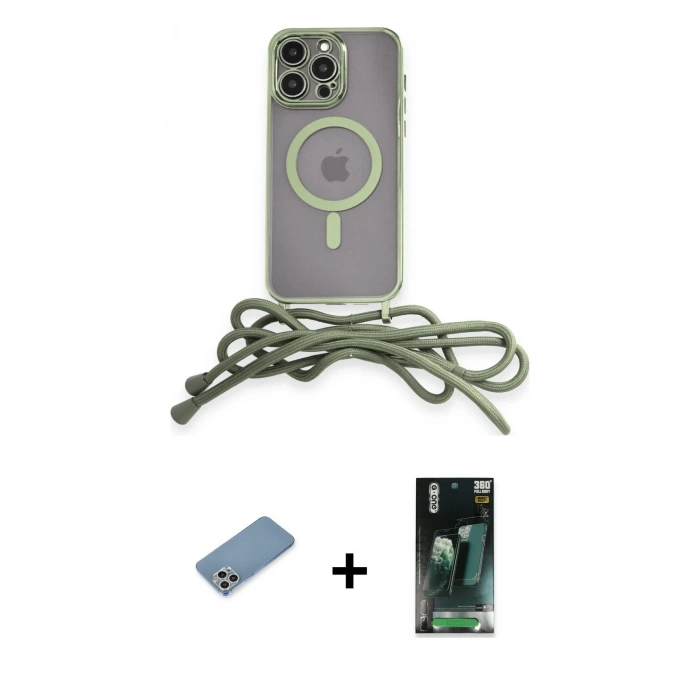MARSİLYAN™- iPhone 12 Pro Kılıf Eksen Özel Seri - Şeffaf 360 Full Body Arka Koruyucu + Shine Kamera Lens Koruma Cam - GS