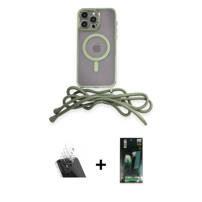 MARSİLYAN™- iPhone 12 Pro Kılıf Eksen Özel Seri - Şeffaf 360 Full Body Arka Koruyucu + Kamera Lens Koruma Cam - SF