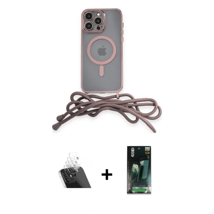 MARSİLYAN™- iPhone 12 Pro Kılıf Eksen Özel Seri - Şeffaf 360 Full Body Arka Koruyucu + Kamera Lens Koruma Cam - SF