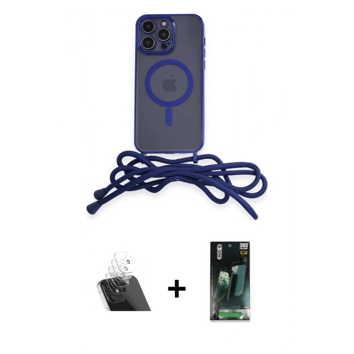 MARSİLYAN™- iPhone 12 Pro Kılıf Eksen Özel Seri - Şeffaf 360 Full Body Arka Koruyucu + Kamera Lens Koruma Cam - SF