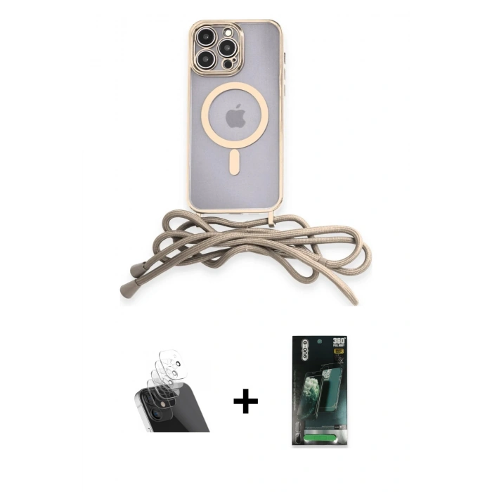 MARSİLYAN™- iPhone 12 Pro Kılıf Eksen Özel Seri - Şeffaf 360 Full Body Arka Koruyucu + Kamera Lens Koruma Cam - SF