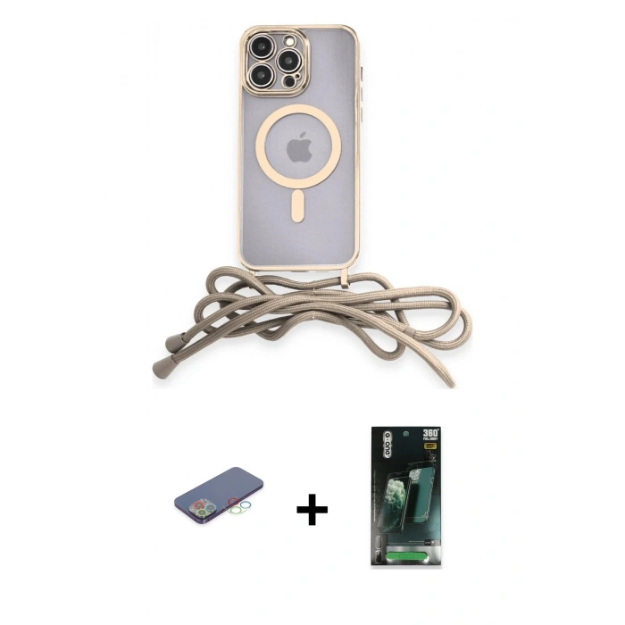 MARSİLYAN™- iPhone 12 Pro Kılıf Eksen Özel Seri - Şeffaf 360 Full Body Arka Koruyucu + Renkli Kamera Lens Koruma Cam - MI