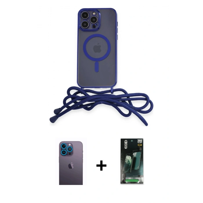 MARSİLYAN™- iPhone 12 Pro Kılıf Eksen Özel Seri - Şeffaf 360 Full Body Arka Koruyucu + Neon Fosforlu Kamera Lens - MI