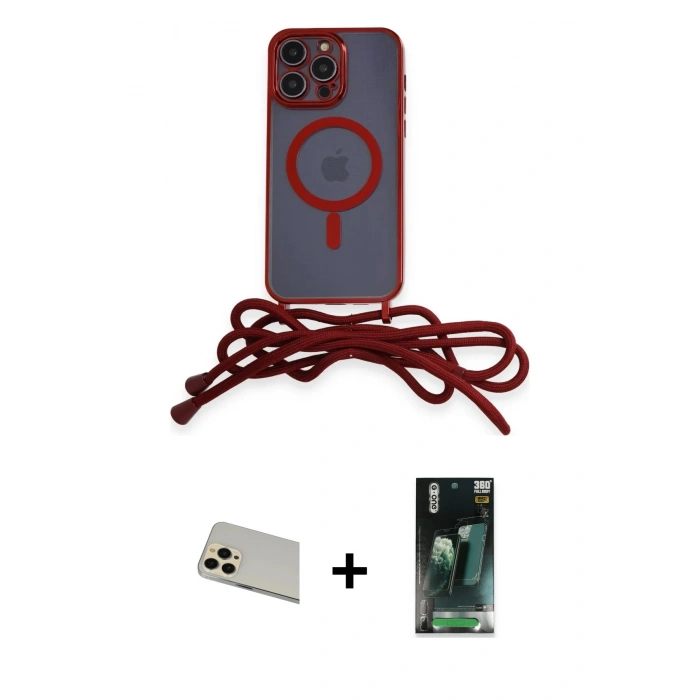 MARSİLYAN™- iPhone 12 Pro Kılıf Eksen Özel Seri - Şeffaf 360 Full Body Arka Koruyucu + Rainbow Kamera Lens Koruma Cam - GD