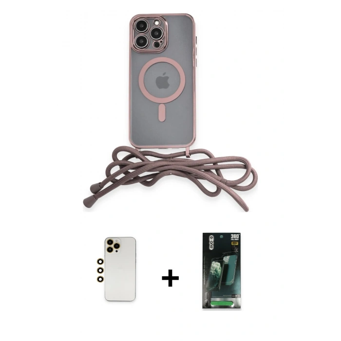 MARSİLYAN™- iPhone 12 Pro Kılıf Eksen Özel Seri - Şeffaf 360 Full Body Arka Koruyucu + Shine Kamera Lens - GD