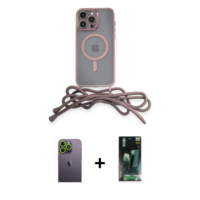MARSİLYAN™- iPhone 12 Pro Kılıf Eksen Özel Seri - Şeffaf 360 Full Body Arka Koruyucu + Neon Fosforlu Kamera Lens - YL