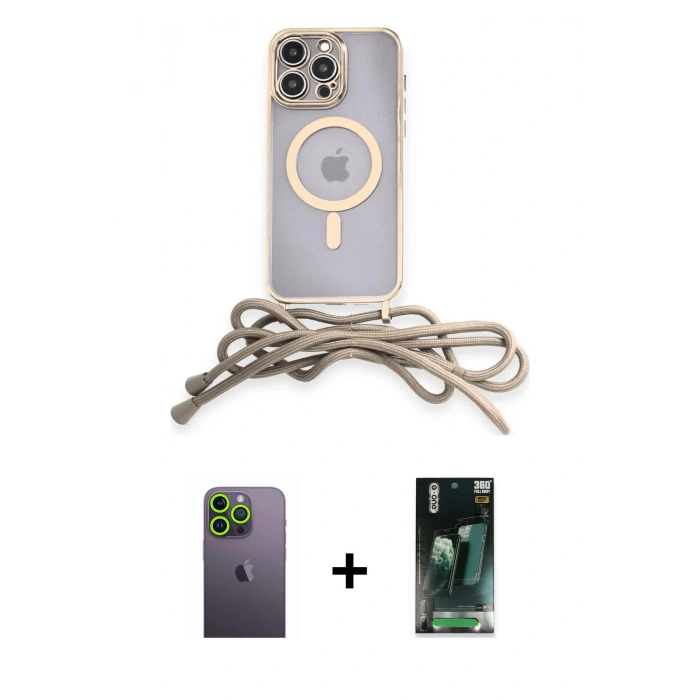 MARSİLYAN™- iPhone 12 Pro Kılıf Eksen Özel Seri - Şeffaf 360 Full Body Arka Koruyucu + Neon Fosforlu Kamera Lens - YL