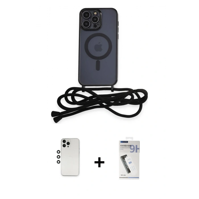 MARSİLYAN™- iPhone 12 Pro Kılıf Eksen Özel Seri - Şeffaf Uv Polymer Nano Ekran Koruyucu + Shine Kamera Lens - GS