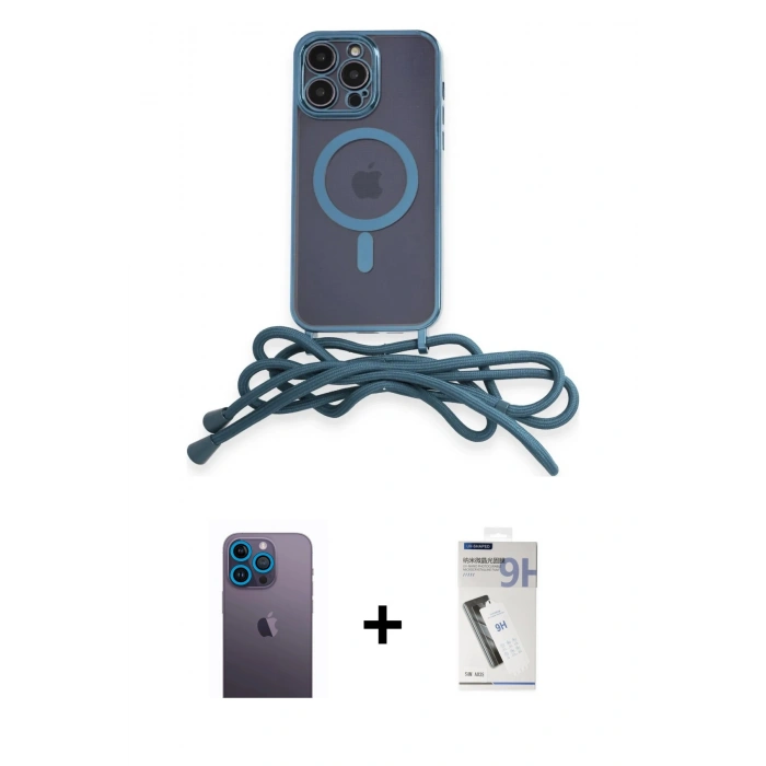 MARSİLYAN™- iPhone 12 Pro Kılıf Eksen Özel Seri - Şeffaf Uv Polymer Nano Ekran Koruyucu + Neon Fosforlu Kamera Lens - MI