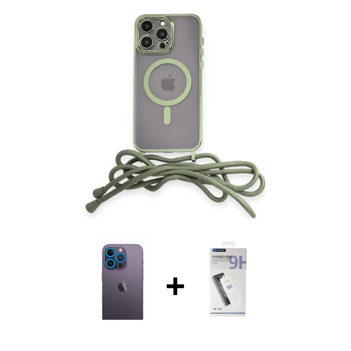 MARSİLYAN™- iPhone 12 Pro Kılıf Eksen Özel Seri - Şeffaf Uv Polymer Nano Ekran Koruyucu + Neon Fosforlu Kamera Lens - MI