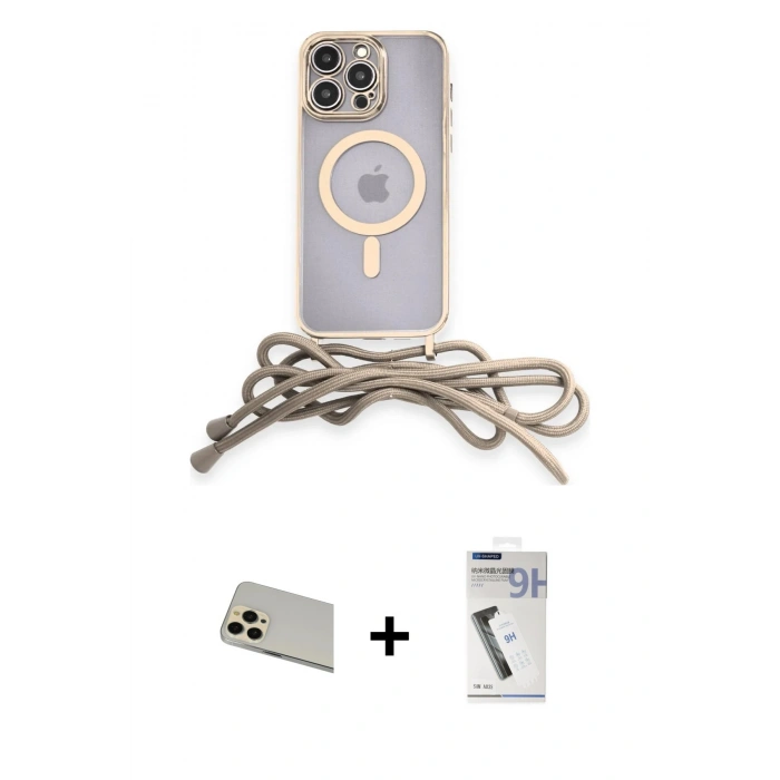 MARSİLYAN™- iPhone 12 Pro Kılıf Eksen Özel Seri - Şeffaf Uv Polymer Nano Ekran Koruyucu + Rainbow Kamera Lens Koruma Cam - GD