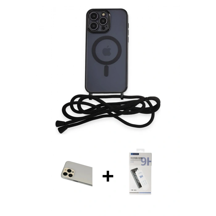 MARSİLYAN™- iPhone 12 Pro Kılıf Eksen Özel Seri - Şeffaf Uv Polymer Nano Ekran Koruyucu + Rainbow Kamera Lens Koruma Cam - GD