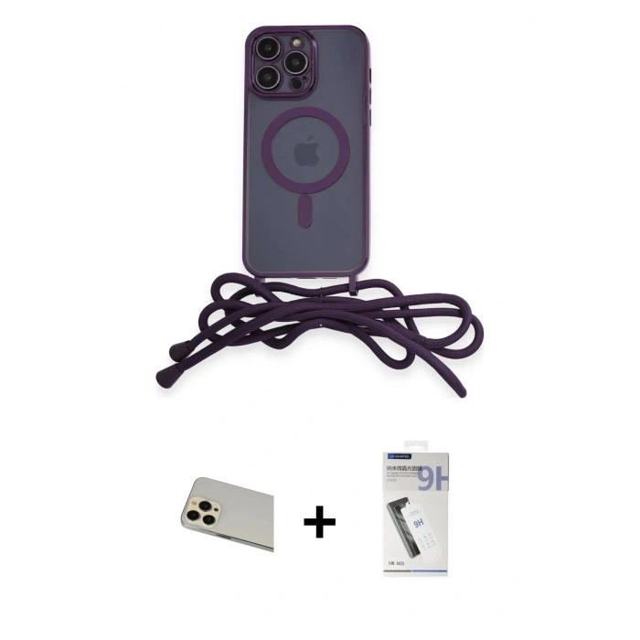 MARSİLYAN™- iPhone 12 Pro Kılıf Eksen Özel Seri - Şeffaf Uv Polymer Nano Ekran Koruyucu + Rainbow Kamera Lens Koruma Cam - GD