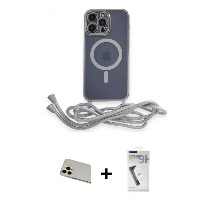 MARSİLYAN™- iPhone 12 Pro Kılıf Eksen Özel Seri - Şeffaf Uv Polymer Nano Ekran Koruyucu + Rainbow Kamera Lens Koruma Cam - GD