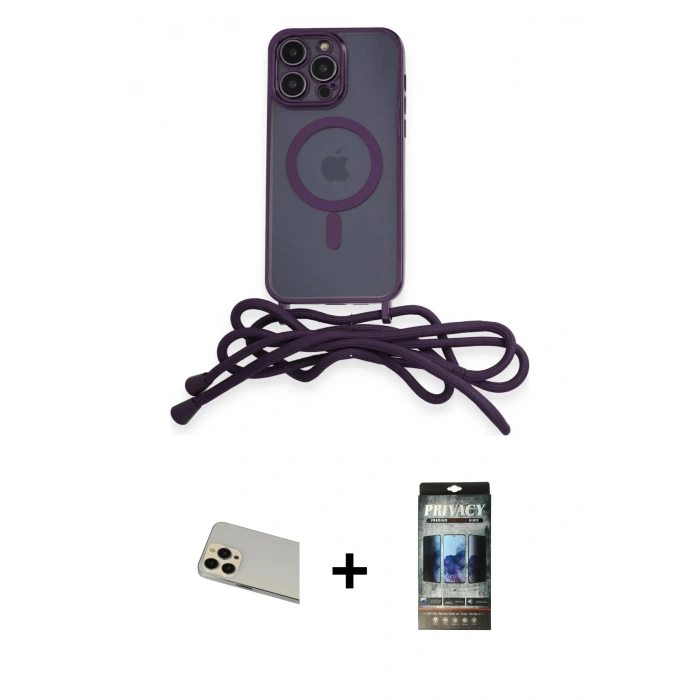 MARSİLYAN™- iPhone 12 Pro Kılıf Eksen Özel Seri - Siyah 34D Hayalet Izgaralı Cam + Gold Rainbow Kamera Lens Koruma Cam