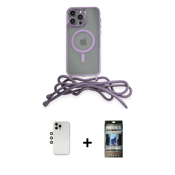 MARSİLYAN™- iPhone 12 Pro Kılıf Eksen Özel Seri - Siyah 34D Hayalet Izgaralı Cam + Shine Kamera Lens - GS