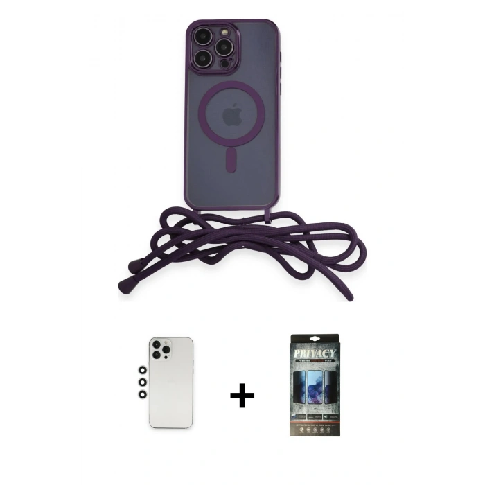 MARSİLYAN™- iPhone 12 Pro Kılıf Eksen Özel Seri - Siyah 34D Hayalet Izgaralı Cam + Shine Kamera Lens - GS