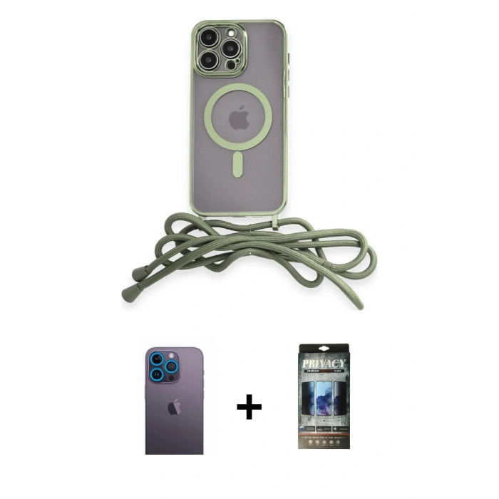 MARSİLYAN™- iPhone 12 Pro Kılıf Eksen Özel Seri - Siyah 34D Hayalet Izgaralı Cam + Neon Fosforlu Kamera Lens - MI