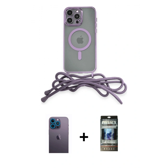 MARSİLYAN™- iPhone 12 Pro Kılıf Eksen Özel Seri - Siyah 34D Hayalet Izgaralı Cam + Neon Fosforlu Kamera Lens - MI