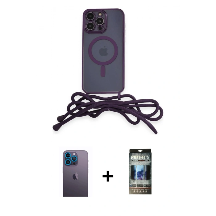 MARSİLYAN™- iPhone 12 Pro Kılıf Eksen Özel Seri - Siyah 34D Hayalet Izgaralı Cam + Neon Fosforlu Kamera Lens - MI