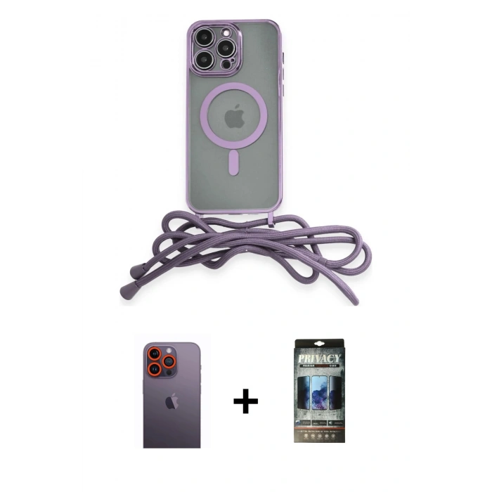 MARSİLYAN™- iPhone 12 Pro Kılıf Eksen Özel Seri - Siyah 34D Hayalet Izgaralı Cam + Neon Fosforlu Kamera Lens - TU