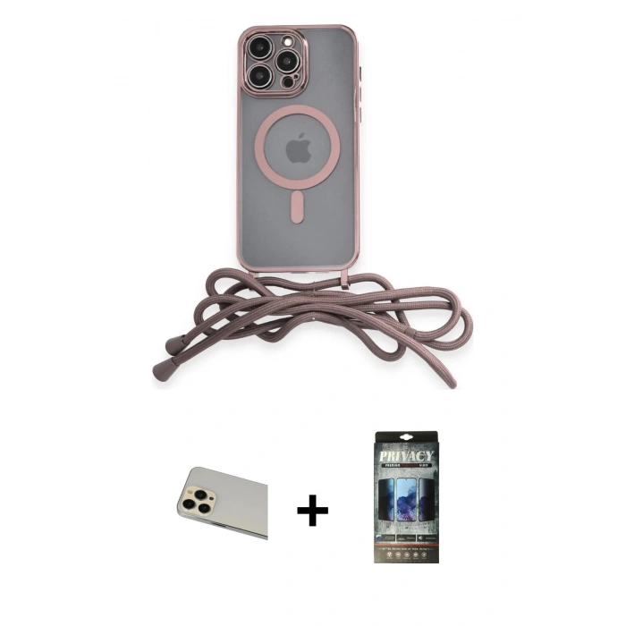 MARSİLYAN™- iPhone 12 Pro Kılıf Eksen Özel Seri - Siyah 34D Hayalet Izgaralı Cam + Rainbow Kamera Lens Koruma Cam - GD